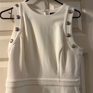 White House Black Market Cream Sleeveless Sheath Dress